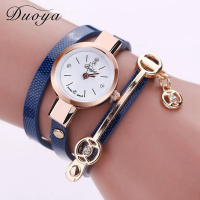 Duoya Brand Ladies Bracelet Watch Fashion Serpentine Pattern Thin Leather Women Wrist Watch