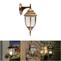 E27 Bulb Base Outdoor Wall Light Exterior Fixture Bronze Lantern Glass Porch Lamp