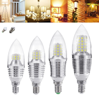 E27 E12 5W 7W 9W 12W SMD 2835 Pure/Warm White Sliver LED Candle Light Bulb Chandelier Lamp AC85 265V