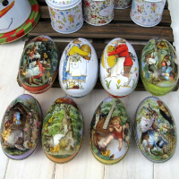 Easter Egg Shape Box Gift Jewelry Candy Tea Coffee Store Tin Box