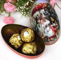 Easter Egg Shape Box Gift Jewelry Candy Tea Coffee Store Tin Box Container Storage