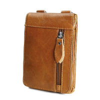 Ekphero® Men Genuine Leather Waist Bag Cell Phone Pouch Fanny Pack With Shoulder Strap