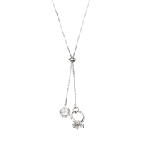 Elegant Rhinestone Bead And Wedding Ring Pendant Fashion Long Necklace Jewelry For Women