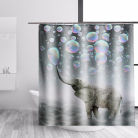 Elephant Fabric Waterproof Bathroom Shower Curtain Panel Sheer Bathroom Decor 12 Hooks