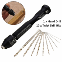 Evelover 11pcs Precision Pin Vise Bit Set Mini Hand Drill With 10pcs 0.5 2.0Mm Twist Drill Bits Set
