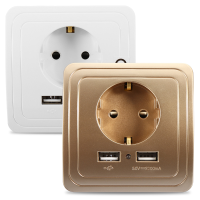 Excellway® 2.1A Dual Usb Ports Wall Charger Power Adapter Socket Outlet Panel Eu Plug Mount