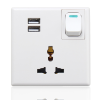 Excellway® 5v 2.1A Dual Usb Port Wall Charger Adapter Outlet Plate Socket With Switch Button