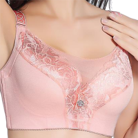 F Cup Lace Trim Embroidery Full Coverage Soft Underwire Push Up Vest Bras