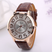 Fashion Big Number Rhinestones Dial Ladies Watch Casual Women Pu Leather Analog Quartz Watch