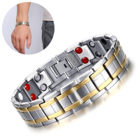 Fashion Healthy Therapy Silve Gold Healing Stainless Steel Magnetic Bracelets For Men