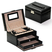 Fashion Jewelry Storage Box Leather Earrings Necklace Rings