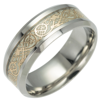 Fashion Luminous Stainless Steel Finger Ring Dragon Pattern Punk Gift For Men