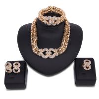 Figure Rhinestone Necklace Earrings Ring Bracelet Jewelry Set Wholesale For Women