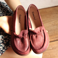 Flat Shoes Women Leather Soft Casual Outdoor Slip On Loafers