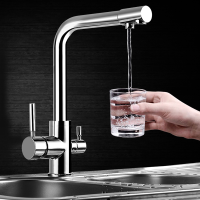 Flexible Chrome Brass Kitchen Sink Bathroom Clean Wash Cold & Hot Basin Twin Lever Faucet Mixer Tap