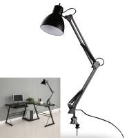 Flexible Swing Arm Clamp Mount Lamp Office Studio Home E27/e26 Table Black Desk Light Ac85 265v