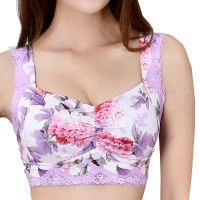 Floral Printed Lace Trim Wireless full Coverage Sleeping Bras