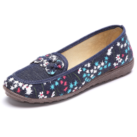 Floral Soft Sole Round Toe Casual Slip On Flat Loafers For Women