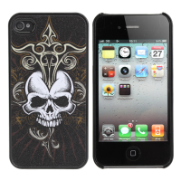 Frosted Scrub Skeleton Head Design Bone Black Case For Iphone 4 4s