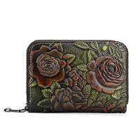Genuine Leather Card Organ Card Holder Zipper Multi Card Bit