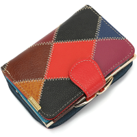 Genuine Leather Color Zipper Purse Buckle Purse Wallet