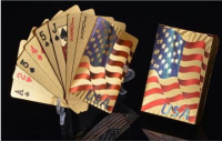 Gold Plastic Coated Playing Cards Poker Game Usa National Flag Style