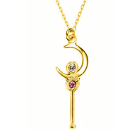 Gold Plated Crystal Rhinestone Moon Pendant Necklace Women Jewelry