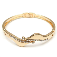 Gold Plated Filled Crystal Link Bracelet Bangle Women Jewelry