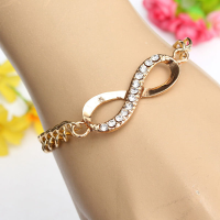 Gold Plated Rhinestone Crystal Infinity Link Chain Bracelet For Women