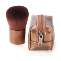 Gold Soft Makeup Cosmetic Face Powder Brush Mini Pu Leather Bag