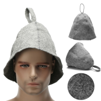 Grey 100% Wool Felt Sauna Hat Hair Head Protect Form Steam Room Overheating
