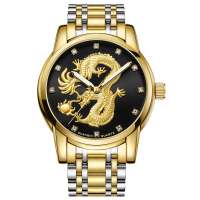 Guanqin Gs19069 Luxury Dragon Design Steel Strap Business Men Quartz Wrist Watch