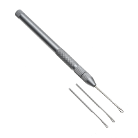 Hair Crochet Needles Kit Brass Holder Lace Wig Make Knit Micro Ring Loop Hair Feather Extension Tool