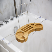 Honana Bs 115 Bamboo Caddy Bathtub Arc Shaped Shelf Retractable Sanitary Shelf Bathroom Storage Holder