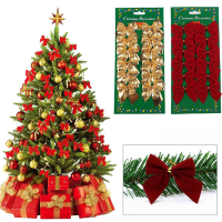Honana Cf 461 12pcs Gold Red Silver Christmas Tree Bow Knot Decorations For Home Bauble New Year Decoration