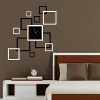 Honana Dx X4 Creative 3d Acrylic Mirror Wall Sticker Quartz Clocks Square Watch Large Home Decor