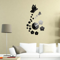 Honana Dx X7 Creative Butterfly 3d Acrylic Mirror Wall Sticker Quartz Clocks Watch Large Home Decor