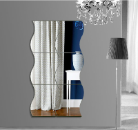 Honana Dx Y1 6pcs Cute Silver Diy Waves Mirror Wall Stickers Home Wall Bedroom Office Decor