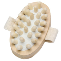Honana Hand Held Natural Wood Wooden Cleaning Brush Massager Body Bath Brush