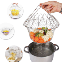 Honana HN KH03 Foldable Steam Rinse Strain Fry French Chef Basket Magic Basket Mesh Basket Strainer Net Kitchen Cooking Tool
