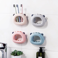Honana Wall Mounted Toothbrush Holder Bathroom Kitchen Family Toothbrush Suction Cups Holder Wall Stand Hook Cups Organizer