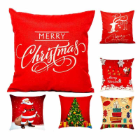 Hot Christmas Decorations For Home Reindeer Jute Pillow Cover Case Merry Christmas Square Linen Pillowcase