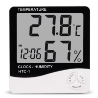 Htc 1 Digital Lcd Electronic Alarm Clock Thermometer Hygrometer Weather Station Indoor Room Table