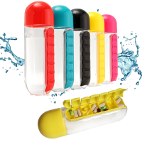 Ipree™ 600ml 2 In 1 Travel Pill Case Water Bottle Daily Capsule Cup Vitamin Storage Organizer
