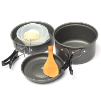 Ipree™ 8 Pcs Cooking Pot Bowl Pan Set Backpacking Camping Cooking Hiking Picnic Outdoor Cookware