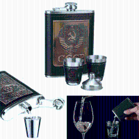 Ipree® Outdoor 8oz Liquor Bottles Cccp Stainless Steel Hip Flask Whiskey Cup Funnel