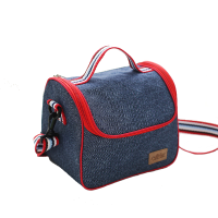 Ipree Portable Denim Lunch Bag Picnic Bento Box Insulated Pack Drink Food Thermal Ice Cooler