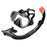 Jiejia Black Blue Professional Goggles Breathing Tube Set Snorkeling Goggles Set