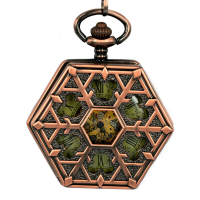 Jijia Jx002 Self Wind Mechanical Hexagon Analog Pocket Watch
