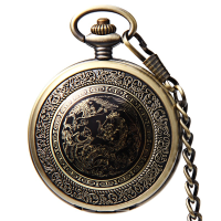 Jijia Jx021 Self Wind Mechanical Chinese Dragon Phoenix Pattern Retro Pocket Watch